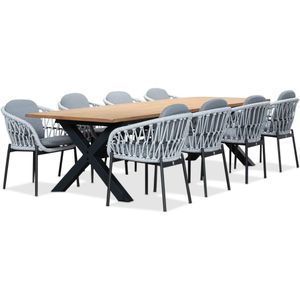 LUX outdoor living Lucan/Bari wit dining tuinset 9-delig | teakhout  touw | 300cm