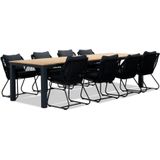 LUX outdoor living Palazzo/Portofino zwart dining tuinset 9-delig | teakhout  touw | 300cm