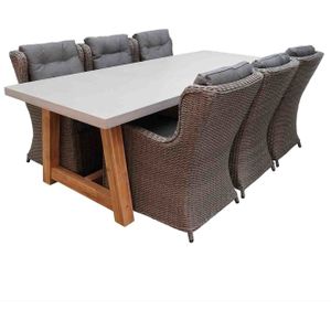 Denza Furniture Veltis/Pisa dining tuinset 7-delig | betonlook | 250cm