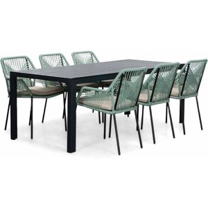 LUX outdoor living Manchester/Seville mint dining tuinset 7-delig | aluminium  touw | 205cm