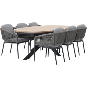 LUX outdoor living Anna/Savanna dining tuinset | 6 personen | aluminium + touw | 218cm