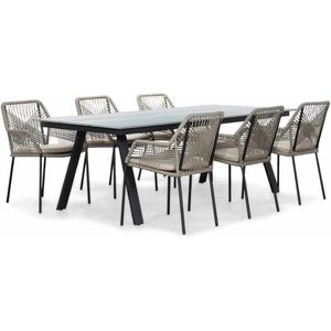 LUX outdoor living Oslo Grey/Seville zand dining tuinset 7-delig | polywood  touw | 220cm