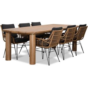 BUITEN living Laredo/Carlos antraciet dining tuinset 7-delig | hardhout + wicker | 255cm