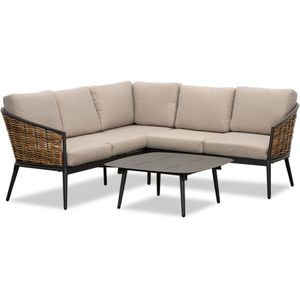 Denza Furniture Lucca hoek loungeset 5 personen | wicker + aluminium | zand | 3-delig - 196x196cm