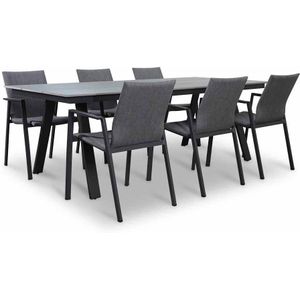 LUX outdoor living Oslo Grey/Fardau negro dining tuinset 7-delig | polywood  textileen | 220cm