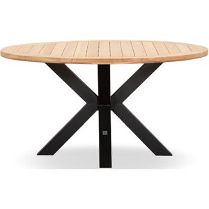 LUX outdoor living Cleve dining tuintafel 6 personen | teakhout + aluminium | Natural Teak | Ø140cm rond