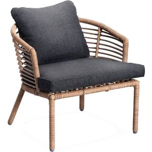 BUITEN living Logan loungestoel tuin | wicker  staal | bamboe antraciet