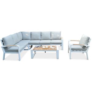 LUX outdoor living Seattle lounge hoekbank tuin incl. stoel 6-delig | aluminium  polywood | 211x354cm | zand