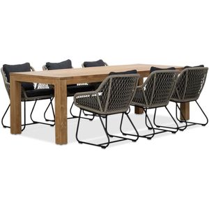 BUITEN living Victoria/Portofino zand dining tuinset 7-delig | teakhout  touw | 240cm