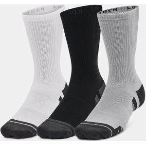 Unisex UA Performance Tech Crew sokken 3 paar Mod Gray / White Maat 47.5 - 50.5