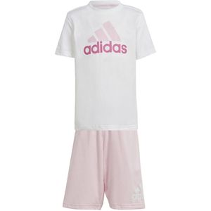 Adidas Essentials Logo T-shirt en Short Set Little Kids White Pink