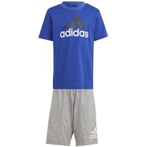 Adidas Essentials Logo T-shirt en Short Set Little Kids Blue Grey Maat 116