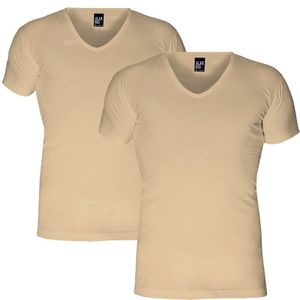 2-pack V-hals shirts no neck beige
