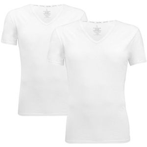 2-pack V-hals stretch shirt basic wit
