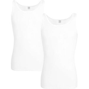 2-pack O-hals tanktops fine rib wit