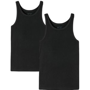 2-pack 95/5 O-hals singlets zwart