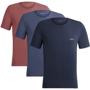 BOSS 3-pack O-hals shirts mini logo blauw & roze