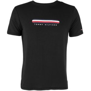O-hals shirt track logo zwart