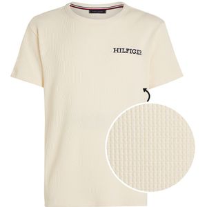 O-hals shirt rib logo beige