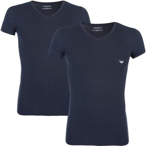 Emporio Armani 2P V-hals shirts stretch blauw