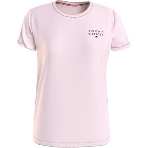 dames O-hals shirt corner logo roze
