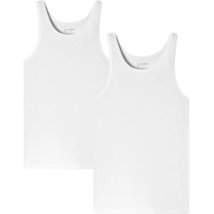 2-pack 95/5 O-hals singlets wit