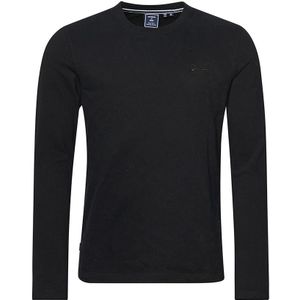 O-hals sweatshirt vintage logo embleem zwart