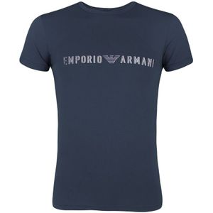 O-hals shirt big logo blauw