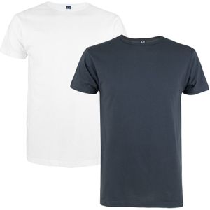 2-pack O-hals shirts derby grijs & wit