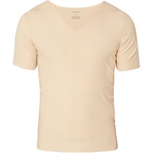 laser cut seamless V-hals shirt beige