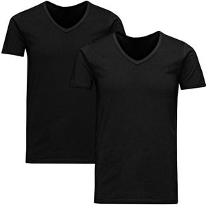 2-pack V-hals shirts basic zwart