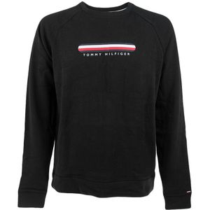 O-hals sweater track logo zwart