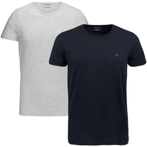 2-pack O-hals shirts cotton grijs & blauw