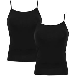 dames 2-pack spaghetti tops vera zwart