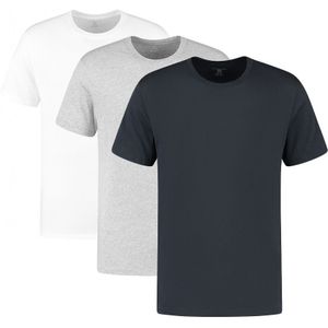 performance cotton 3-pack O-hals shirts basic zwart, grijs & wit