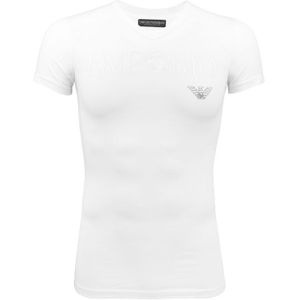 V-hals shirt stretch logo wit