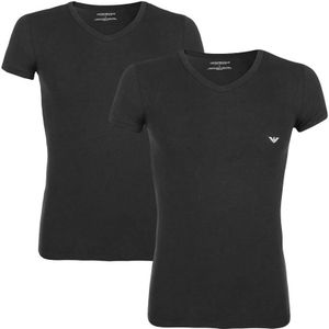 2-pack V-hals shirts stretch zwart