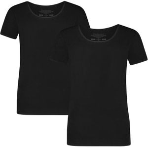 dames circular made 2-pack O-hals shirts kyra zwart
