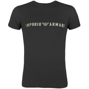O-hals shirt big logo zwart
