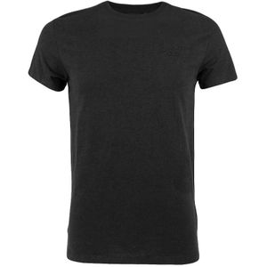 O-hals shirt vintage logo embleem zwart