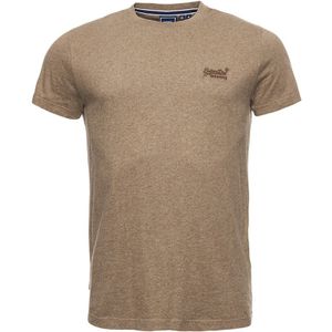 O-hals shirt vintage logo embleem bruin