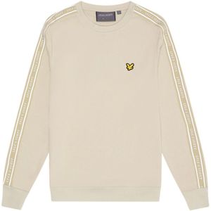 O-hals sweater tape logo beige