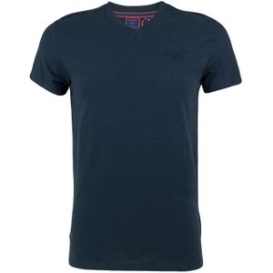 V-hals shirt vintage embleem logo blauw III