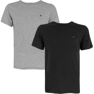 jongens 2-pack O-hals shirts flag logo grijs & zwart