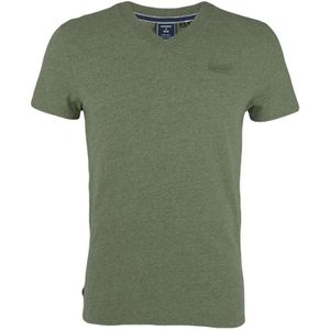 V-hals shirt vintage embleem logo groen