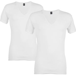 2-pack V-hals shirts no neck wit