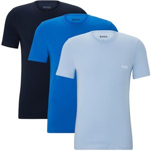 BOSS 3-pack O-hals shirts classic logo blauw