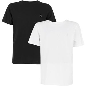 jongens modern cotton 2-pack O-hals shirts logo wit & zwart