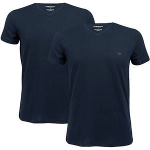 2-pack V-hals shirts pure cotton blauw