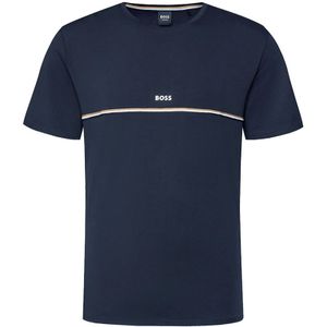 BOSS O-hals shirt unique logo blauw